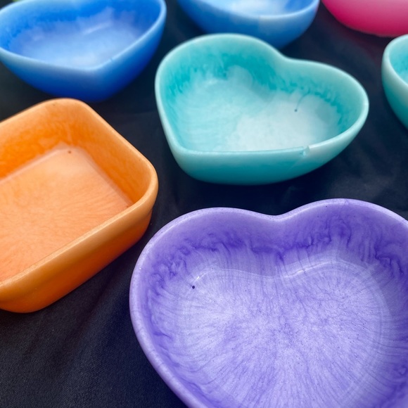 Tie Dye Jewelry Dishes / Square and Heart Shaped Trays / Handmade Pastel Dish - Picture 17 of 17